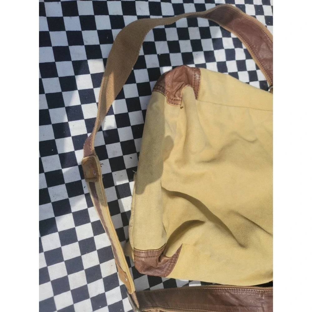 Urban Edge By Canyon Canvas Leather Messenger Shoulder‎ Bag Tan Brown